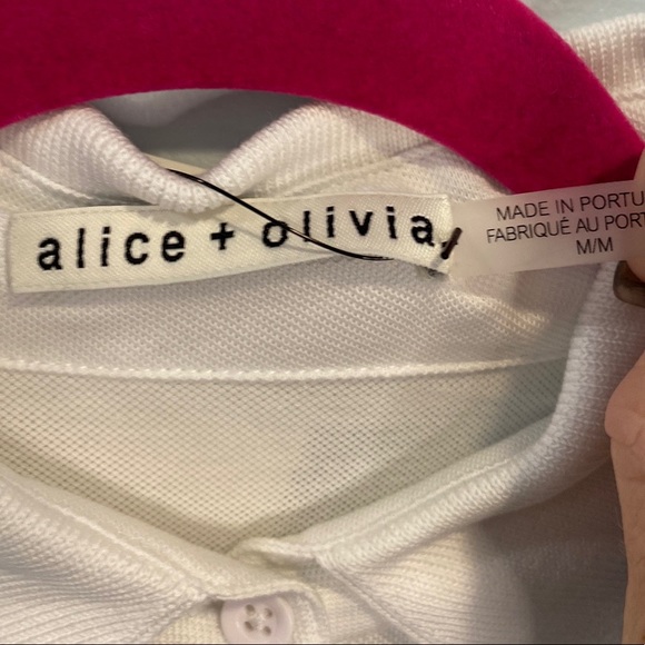 Alice + Olivia Erma Stace Face White Polo Shirt M - Picture 3 of 4